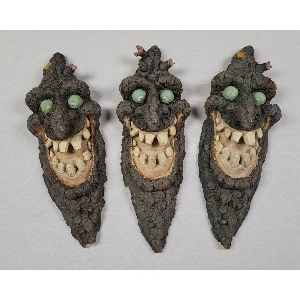 Hanging Ugly Tree Face Glow in the Dark Decoration Halloween Decor (Set of 3)